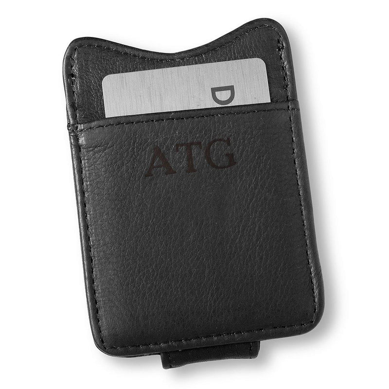 Personalized Black Leather Borello Money Clip-Blind-