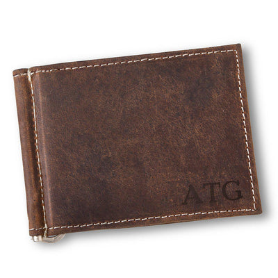Personalized Distressed Brown Leather Borello Wallet for Men-Blind-