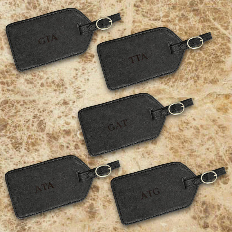 Personalized Black Leather Luggage Tag - Set of 5-Blind-
