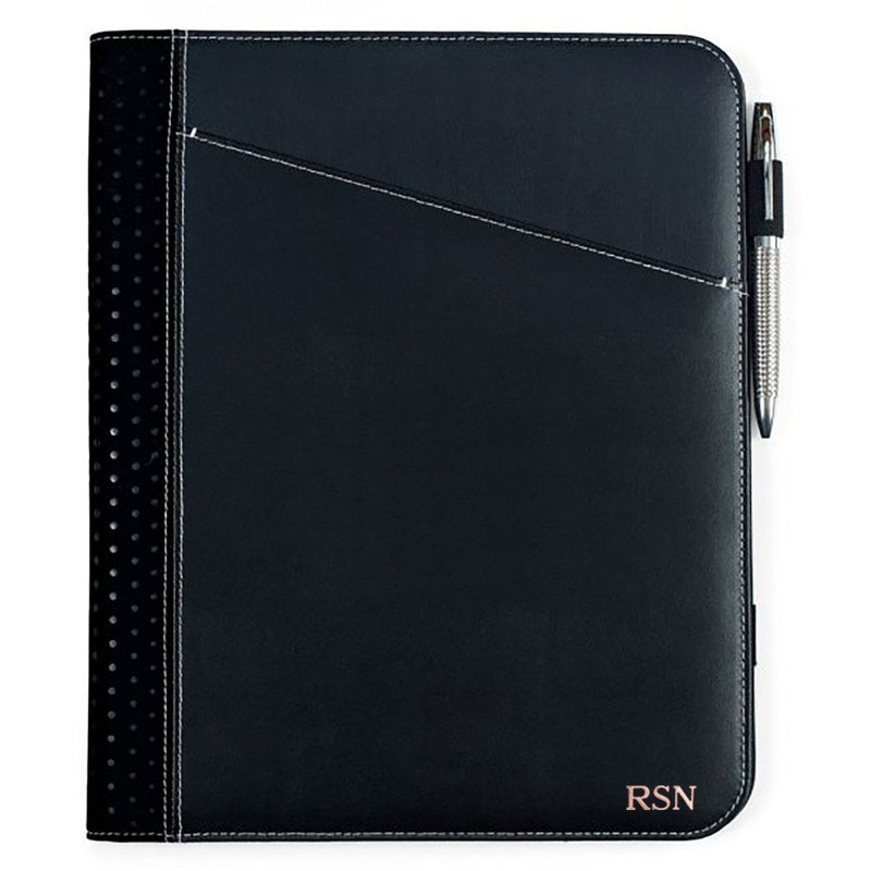 Personalized Borello Cedar Black Leather Writing Pad for Groomsmen-RoseGold-