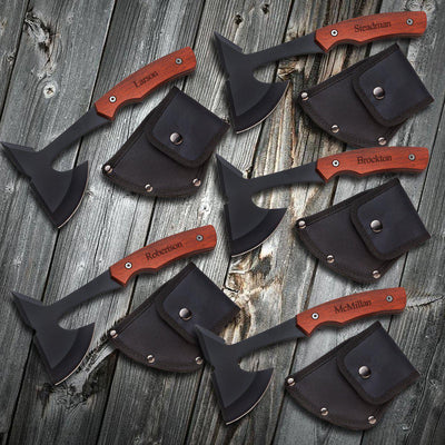 Personalized Set of 5 Saw Mountain Axes for Groomsmen
