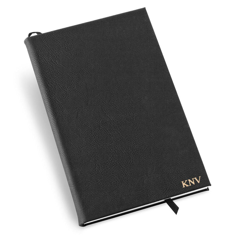 Personalized Groomsmen Black Faux Leather Journal-Gold-