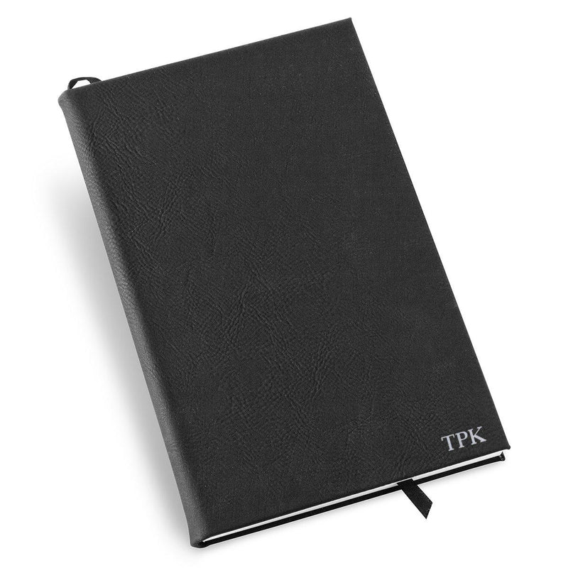Personalized Groomsmen Black Faux Leather Journal-Silver-
