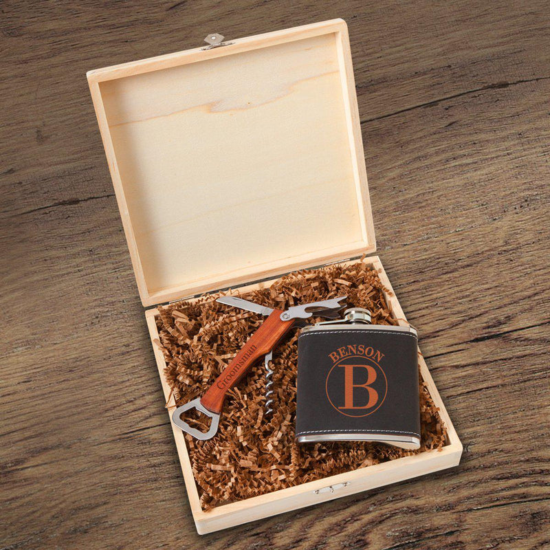 Dunbar Groomsmen Flask Gift Box Set-Circle-