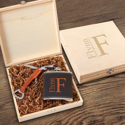 Dunbar Groomsmen Flask Gift Box Set-Modern-