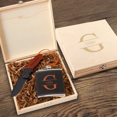 Stirling Groomsmen Flask Gift Box Set-Choose Design-