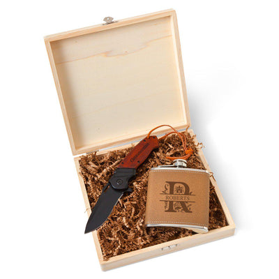 Perth Groomsmen Flask Gift Box Set-Filigree-