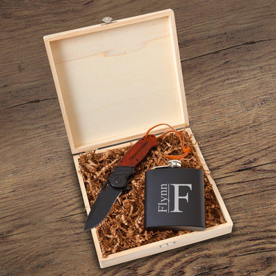 Larkhall Groomsmen Flask Gift Box Set-Modern-