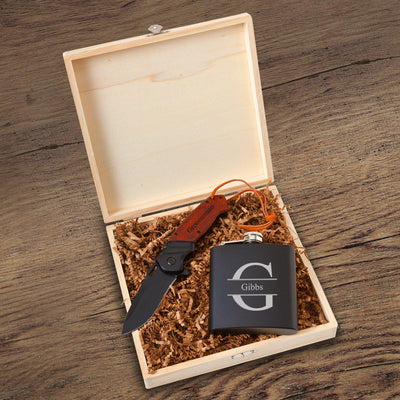Larkhall Groomsmen Flask Gift Box Set-Stamped-