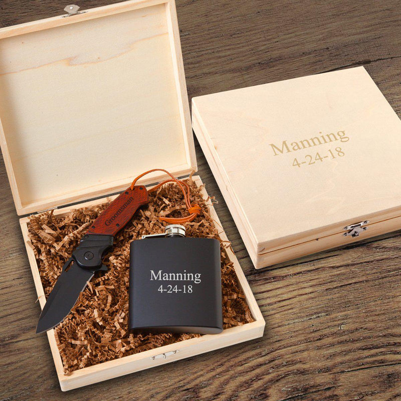 Larkhall Groomsmen Flask Gift Box Set-Choose Design-