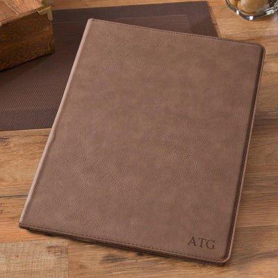 Personalized Mocha Portfolio with Notepad for Groomsmen-Blind-