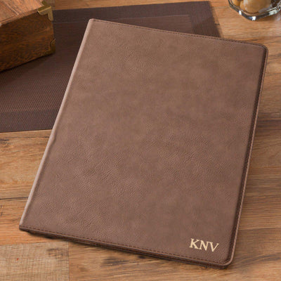 Personalized Mocha Portfolio with Notepad for Groomsmen-Gold-