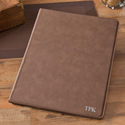 Personalized Mocha Portfolio with Notepad for Groomsmen-Silver-