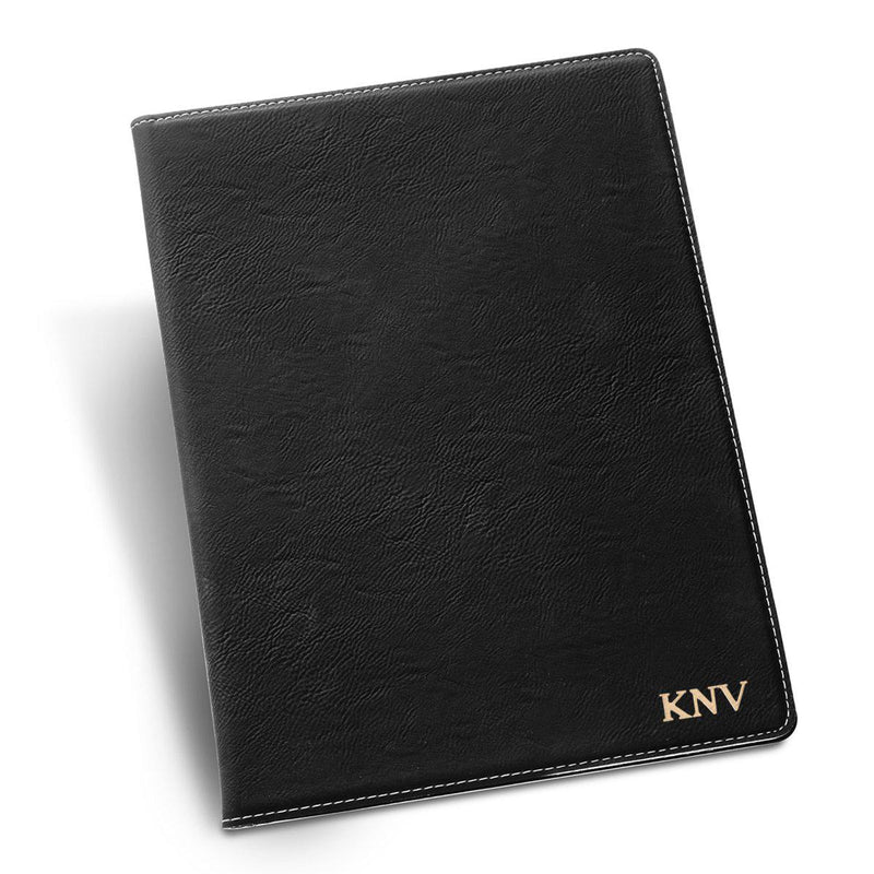 Personalized Black Portfolio with Notepad for Groomsmen-Gold-