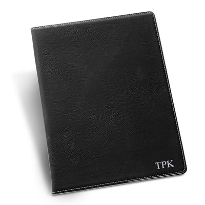 Personalized Black Portfolio with Notepad for Groomsmen-Silver-