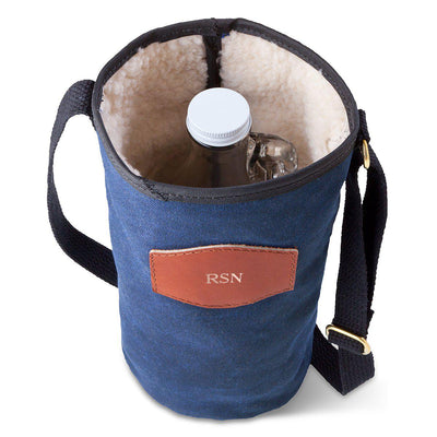 Personalized Growler Carrier – Waxed Canvas – Blue-