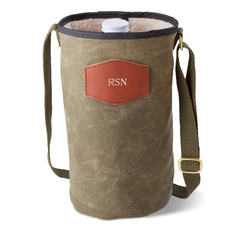Personalized Growler Carrier – Waxed Canvas – Field Tan-RoseGold-