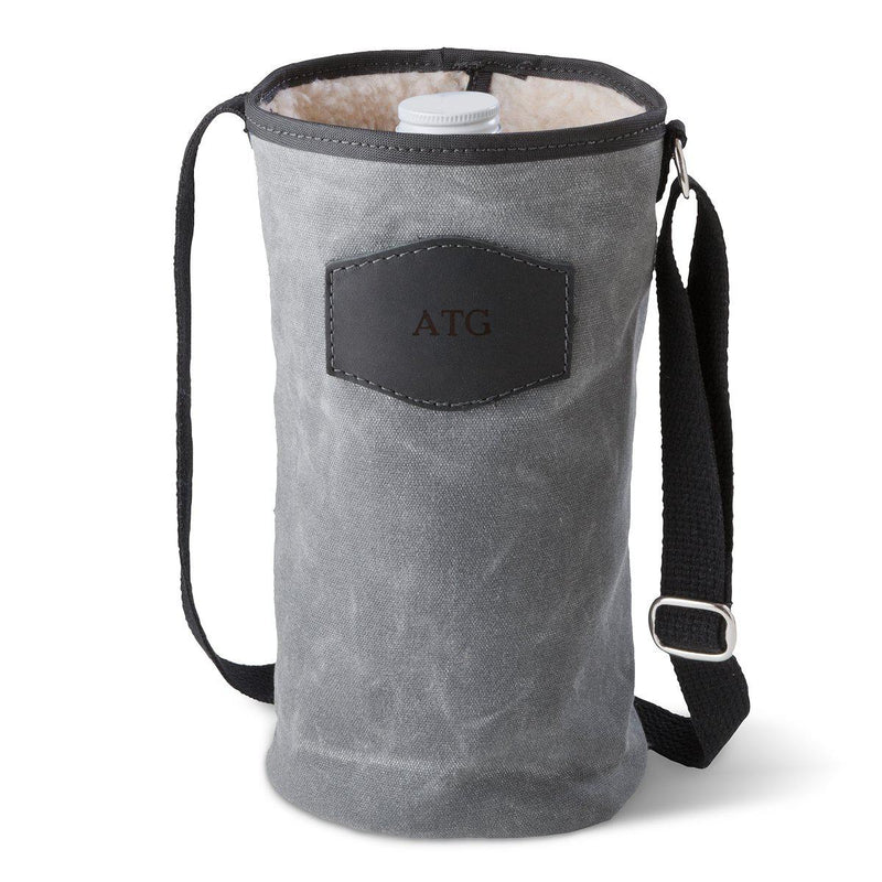 Personalized Growler Carrier – Waxed Canvas – Charcoal-Blind-