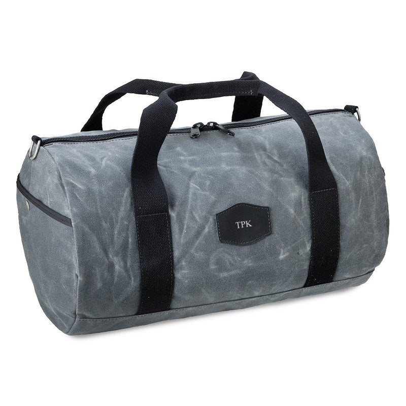Personalized Waxed Canvas Groomsmen Duffle Bag - Charcoal-Travel Gifts-JDS-