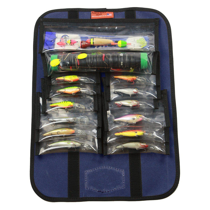 Waxed Canvas Fishing Lure Caddy - Blue-