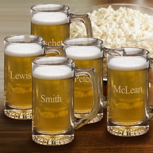 Sports Mug Glass Beer Mugs - Set of 5 - 12 oz.-Barware-JDS-