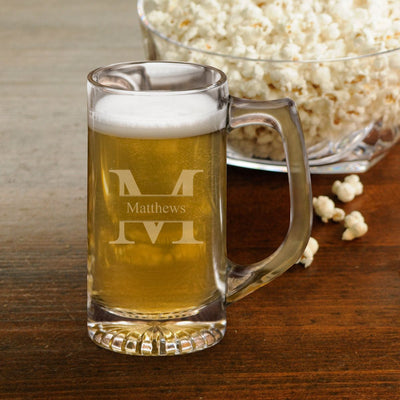 Personalized Beer Mugs - Sports Mug - Monogram - Groomsmen - 12 oz.-Stamped-