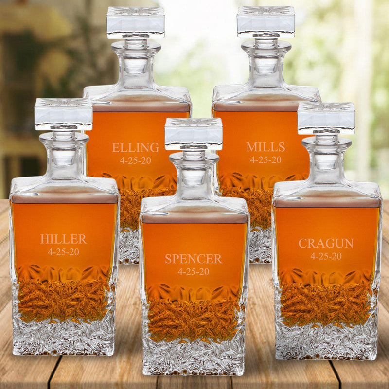 Personalized Kinsale Rectangular 24 oz. Whiskey Decanter - Set of 5
