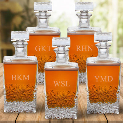 Personalized Kinsale Rectangular 24 oz. Whiskey Decanter - Set of 5