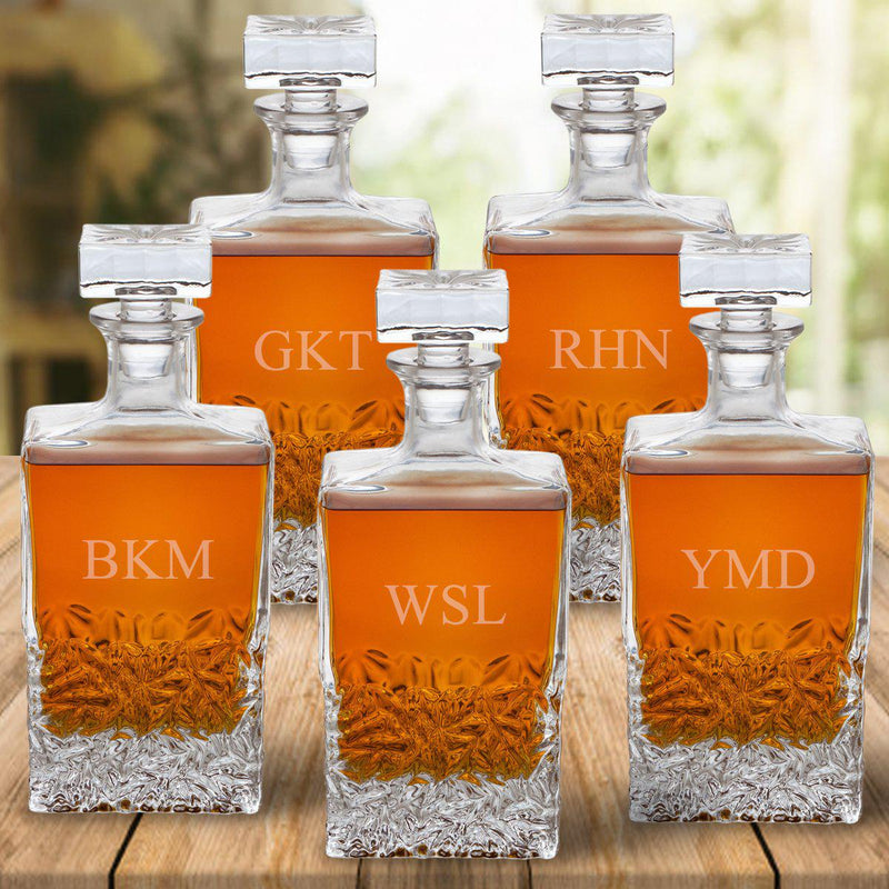 Personalized Kinsale Rectangular 24 oz. Whiskey Decanter - Set of 5