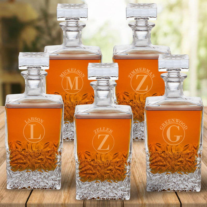 Personalized Kinsale Rectangular 24 oz. Whiskey Decanter - Set of 5