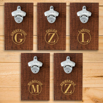 Personalized Wood Plank Wall Bottle Opener - Set of 5-Circle-