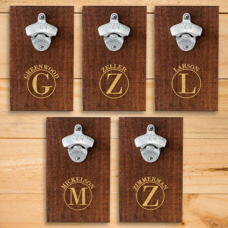 Personalized Wood Plank Wall Bottle Opener - Set of 5-Circle-