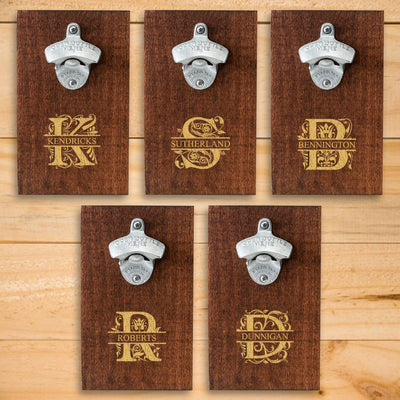 Personalized Wood Plank Wall Bottle Opener - Set of 5-Filigree-