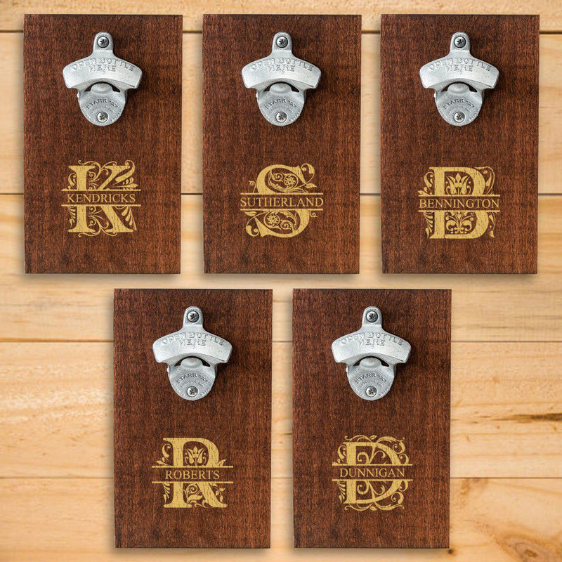 Personalized Wood Plank Wall Bottle Opener - Set of 5-Filigree-