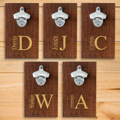 Personalized Wood Plank Wall Bottle Opener - Set of 5-Modern-