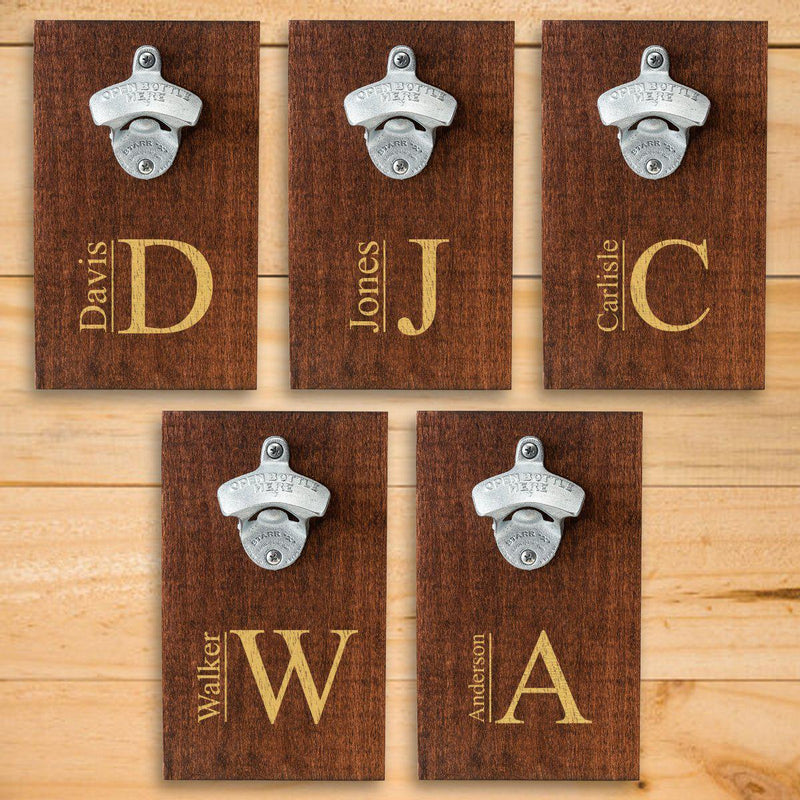 Personalized Wood Plank Wall Bottle Opener - Set of 5-Modern-