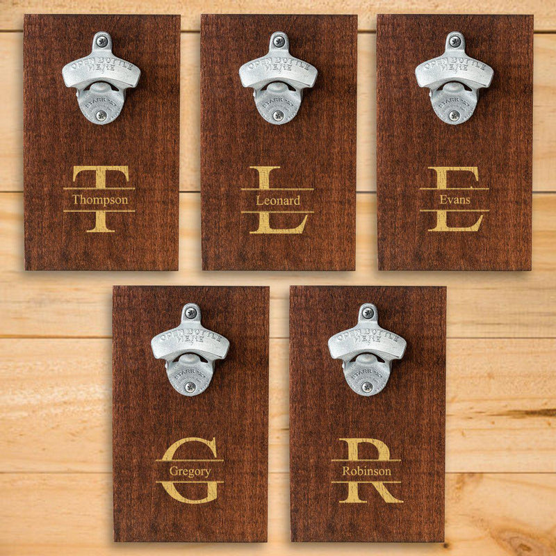 Personalized Wood Plank Wall Bottle Opener - Set of 5