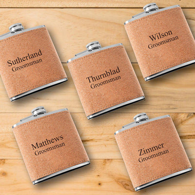 Groomsmen Gift set of 5 Personalized Cork Flasks
