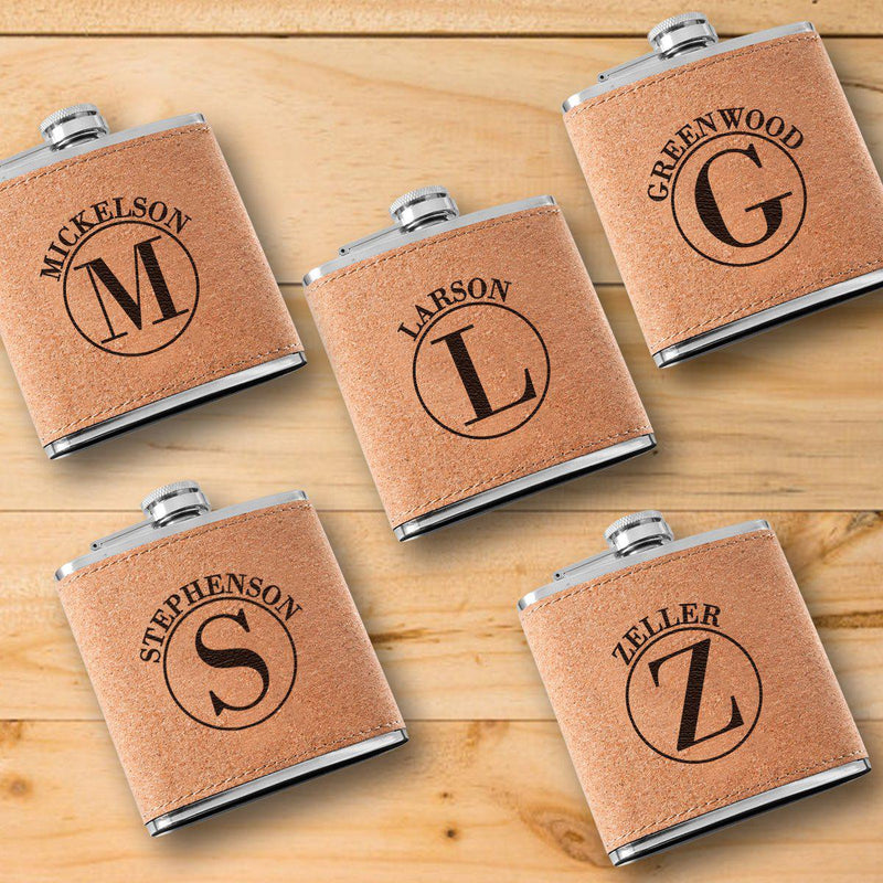Groomsmen Gift set of 5 Personalized Cork Flasks