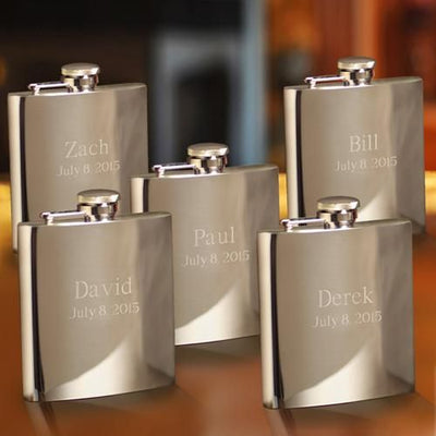 Personalized Flasks - Set of 5 - High Polish - 7 oz. - Groomsmen Gifts-