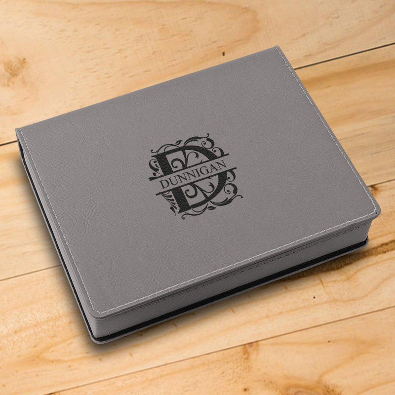 Personalized Wine Tool Gift Set - 4 Piece Leatherette Gray