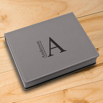Personalized Wine Tool Gift Set - 4 Piece Leatherette Gray