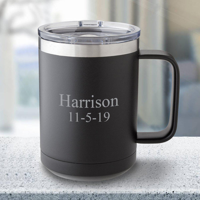 Personalized 15 oz Black Travel Tumbler