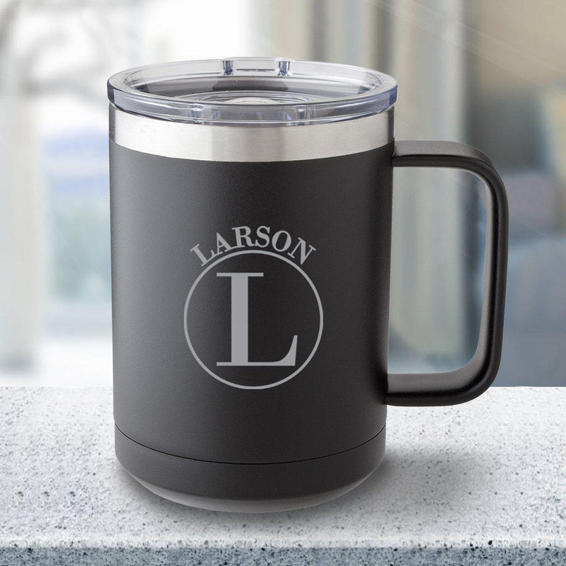 Personalized 15 oz Black Travel Tumbler
