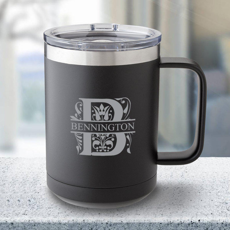 Personalized 15 oz Black Travel Tumbler