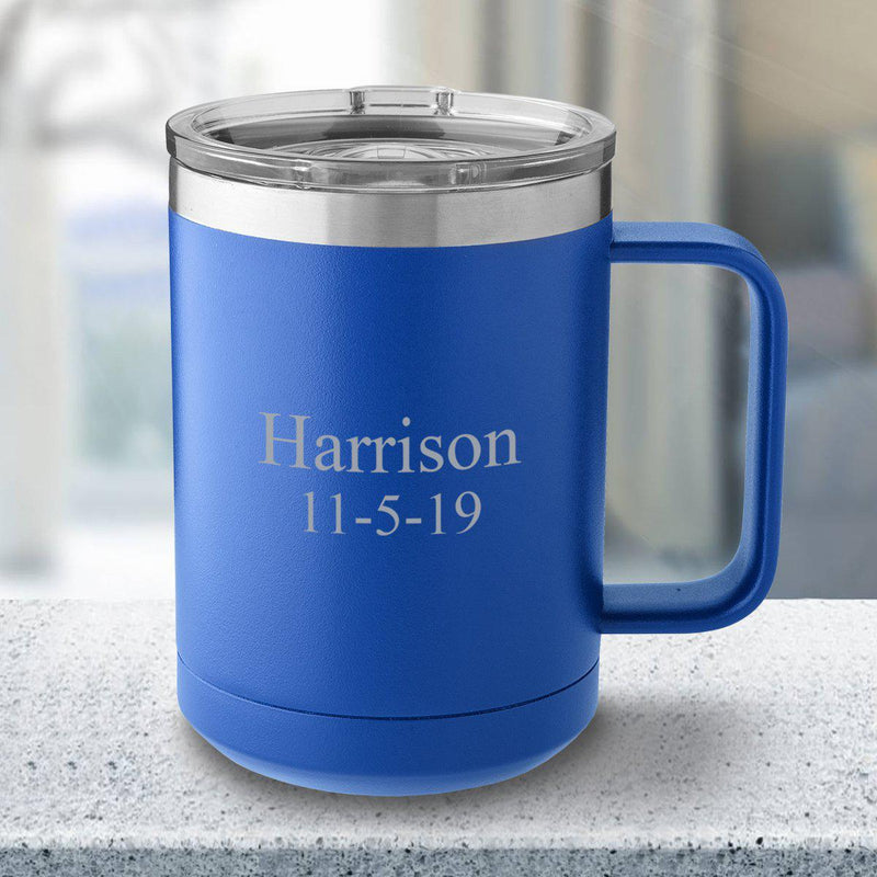 Personalized 15 oz Royal Blue Travel Tumbler