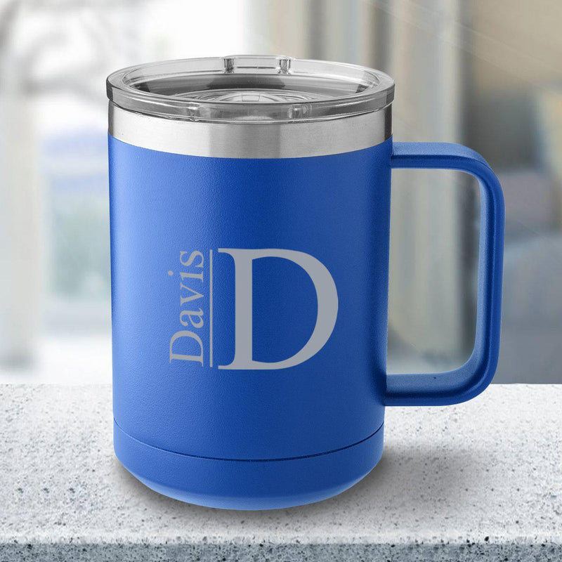 Personalized 15 oz Royal Blue Travel Tumbler