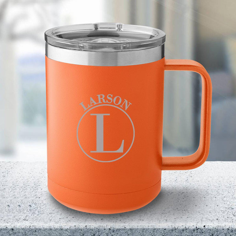 Personalized 15 oz Orange Travel Tumbler