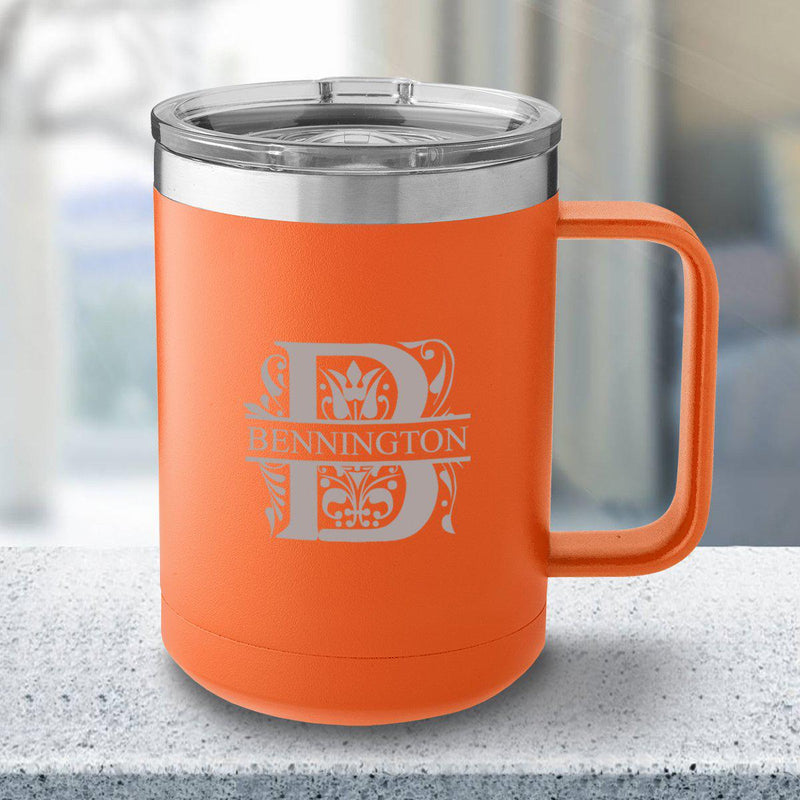 Personalized 15 oz Orange Travel Tumbler