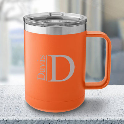Personalized 15 oz Orange Travel Tumbler